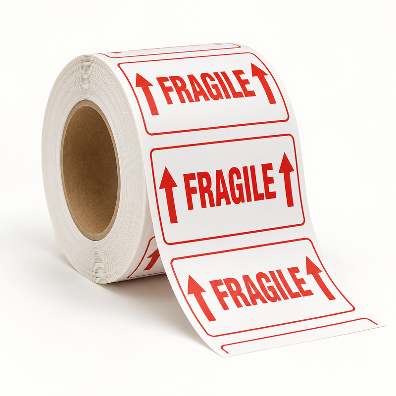 Rouleau d'étiquettes Fragile & pièces